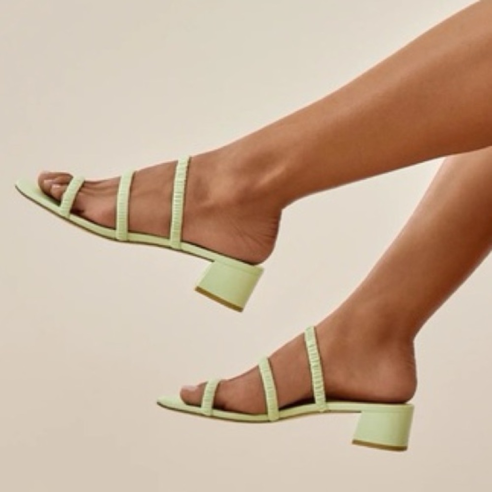 REFORMATION Assunta Strappy Block Heel Mule in Limon - 11